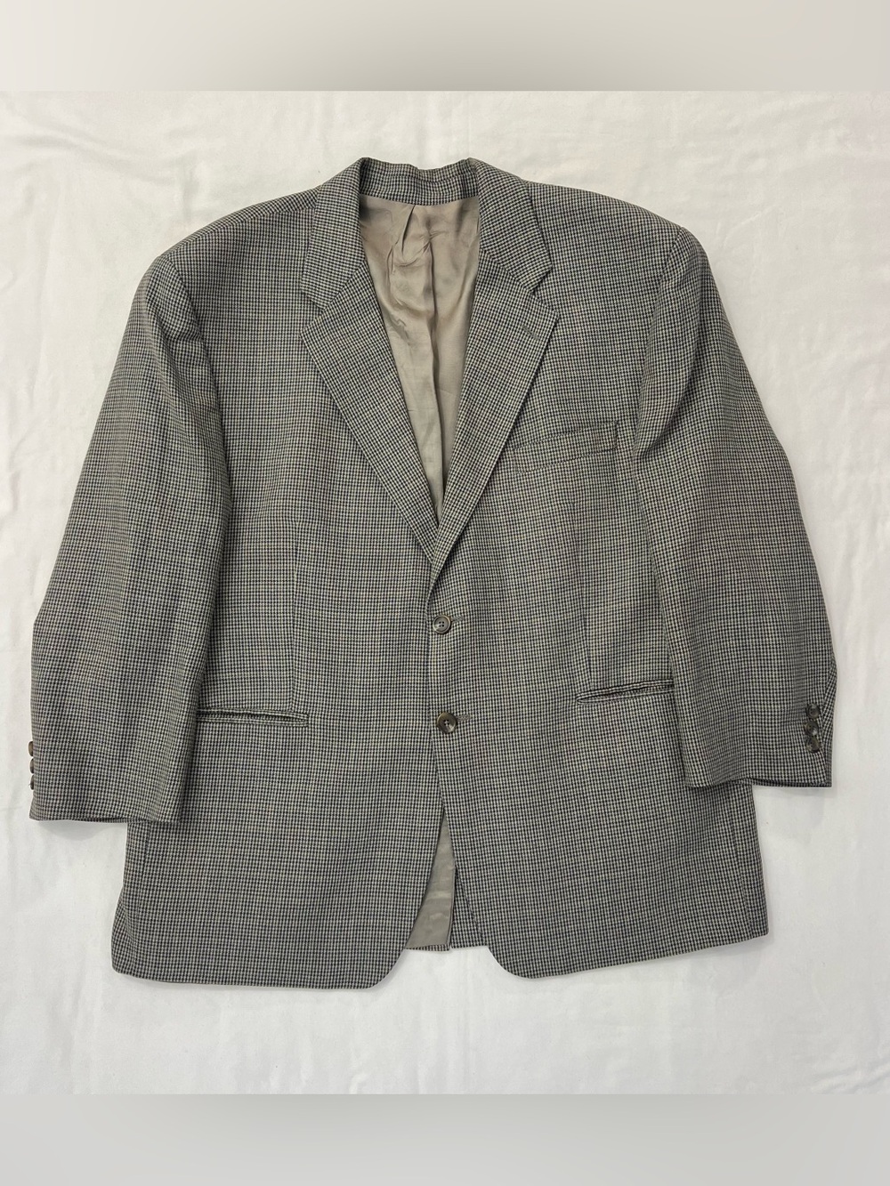Vintage Chaps by Ralph Lauren Gray Brown Houndstooth Sport Coat Silk Wool Blend